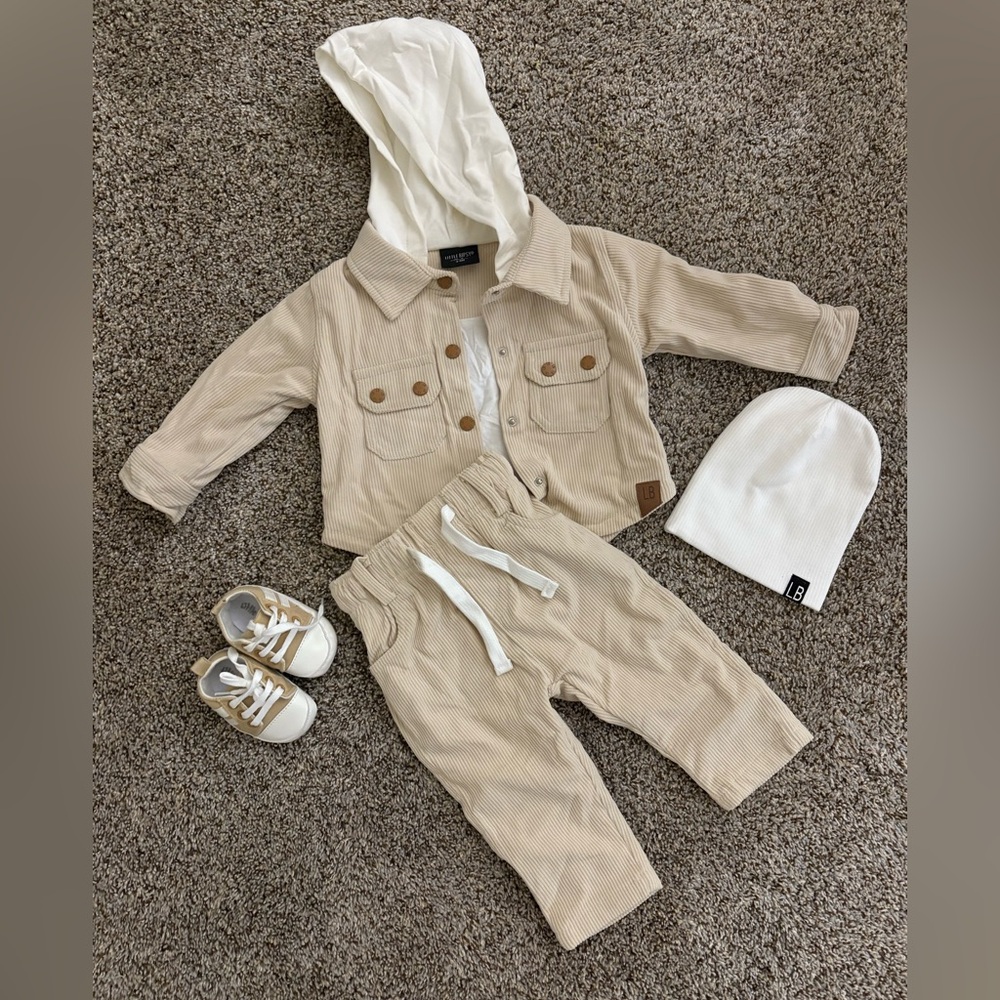 Little Bipsy Tan and White Kids Matching Set